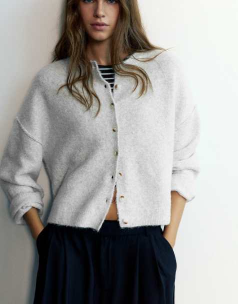 Pull&Bear cardigan doux au toucher en gris clair - view 1