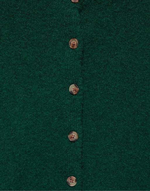 Pull&Bear cardigan in maglia morbida verde bottiglia, 6 di 7