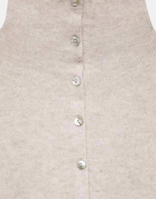 Pull&Bear cardigan med høj hals og knapper i beige, 7 af 7