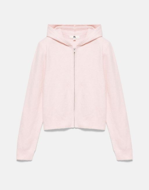 Pull&Bear cardigan med hætte og lynlås i pink, 4 af 6