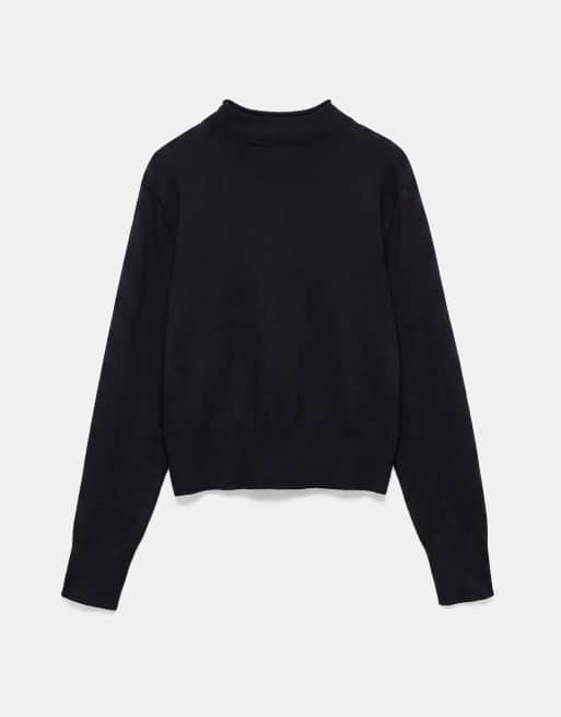 Pull&Bear Cardigan mit hohem Kragen in Schwarz, 7 von 7