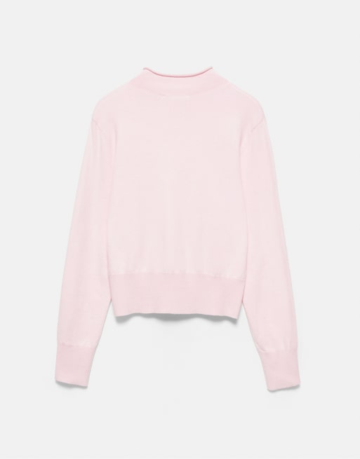 Pull&Bear Cardigan mit Stehkragen in Altrosa, 3 von 3