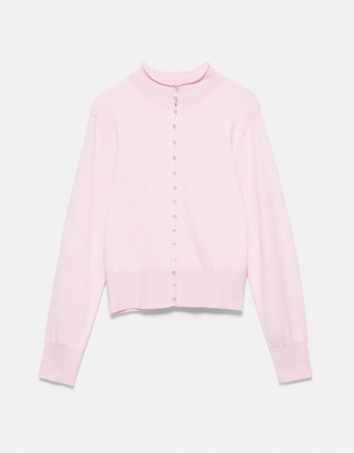 Pull&Bear Cardigan mit Stehkragen in Altrosa, 6 von 7