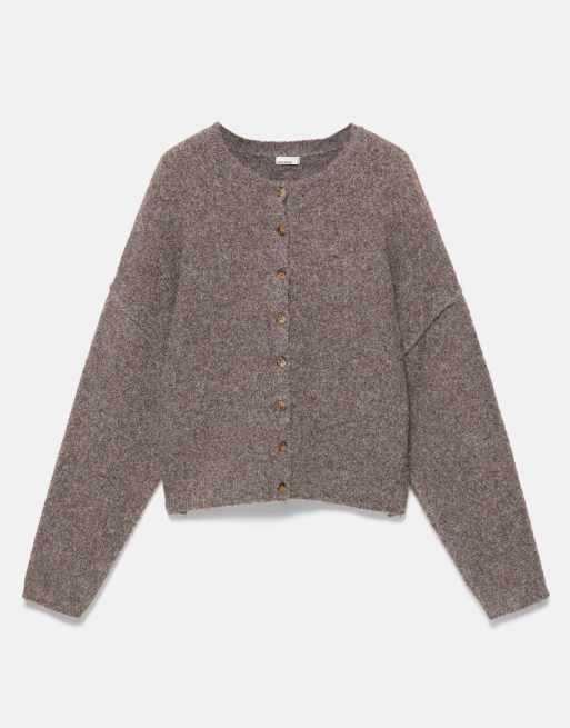 Pull&Bear cardigan morbido in maglia marrone, 6 di 7