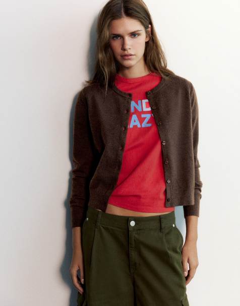 Pull&Bear cardigan regular fit marrone - view 1