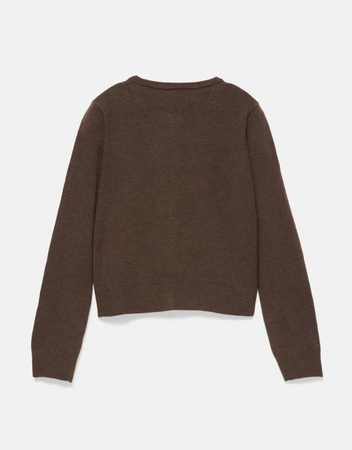 Pull&Bear cardigan regular fit marrone, 7 di 7