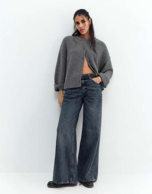 Pull&Bear Cardigan with raglan sleeves and buttons in grey, 4 of 4