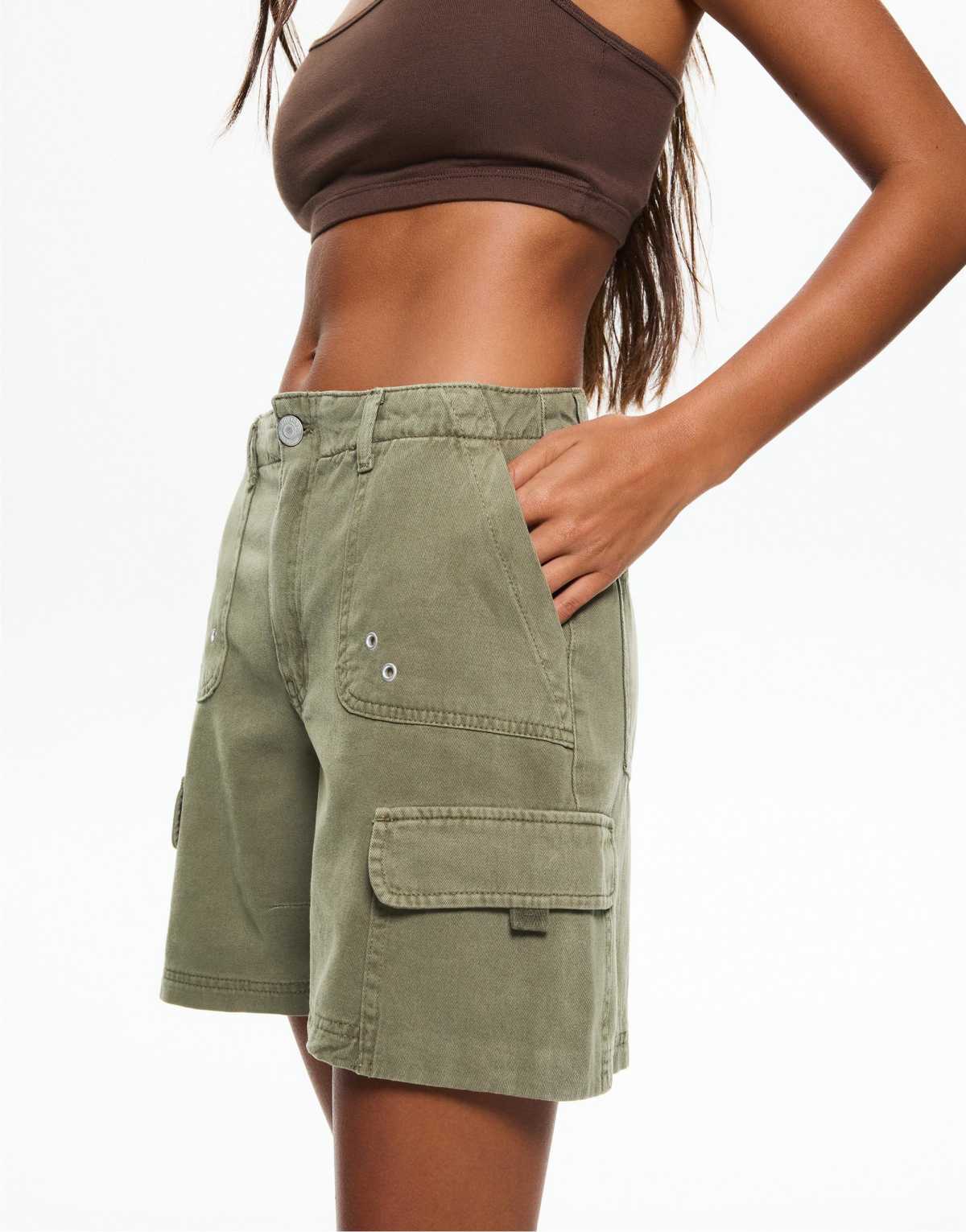 Pull&Bear Cargo bermuda shorts in khaki
