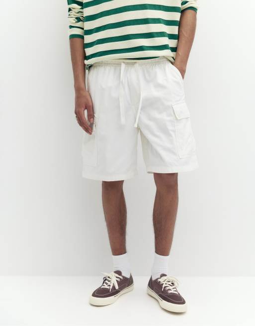 Pull&Bear – Cargo-Bermudashorts aus Ripstop in Wollweiß, 3 von 4