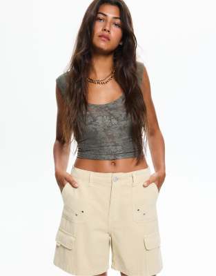 Pull&Bear – Cargo-Bermudashorts in Beige - view 1