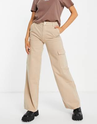 Pull\u0026Bear - Cargo-dad broek in zandkleur | ASOS