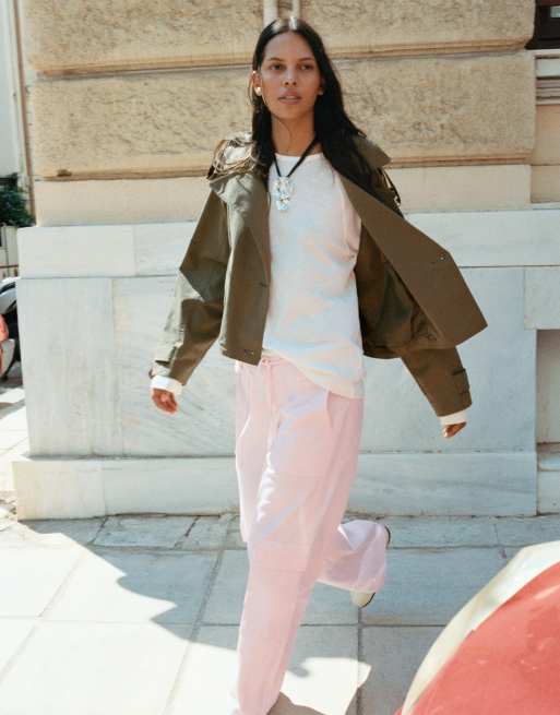 Pull&Bear Cargo-Hose mit geradem Bein in Pink, 2 von 5