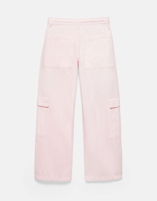 Pull&Bear Cargo-Hose mit geradem Bein in Pink, 5 von 5