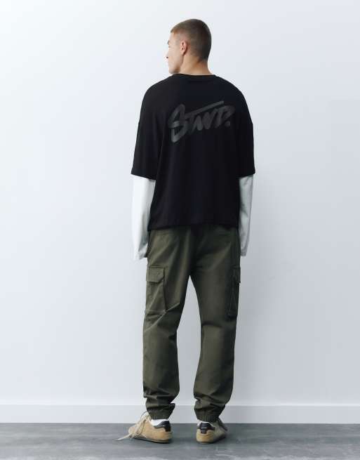 Pull&Bear Cargo-Jogger in hellem Khaki, 2 von 7