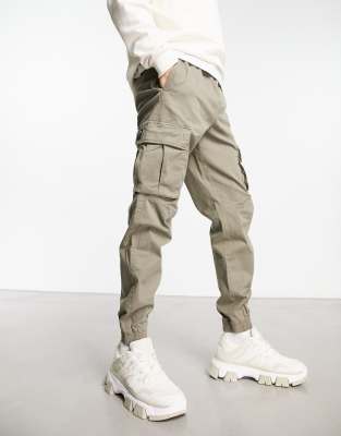 Pull & Bear cargo jogger in khaki-Green