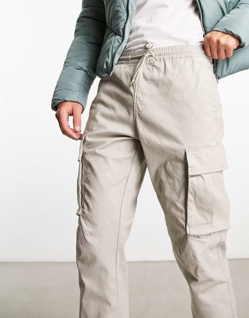 Pull Bear cargo joggers in stone atlaspt