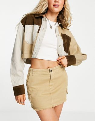Pull&Bear cargo mini skirt with pocket detail in camel