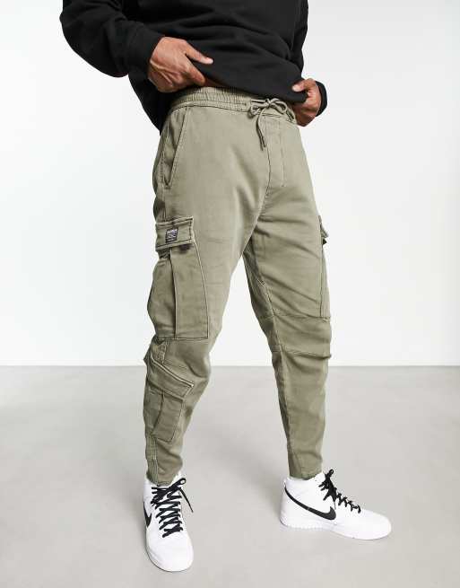 Pull&Bear cargo multipocket jogger in khaki