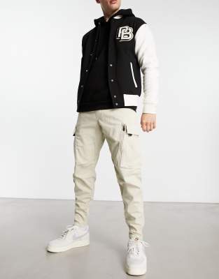 Pull&Bear cargo multipocket jogger in stone - ASOS Price Checker
