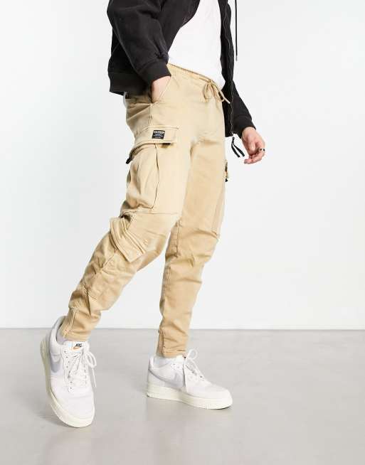 Pull&Bear cargo multipocket trackies in tan