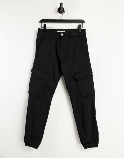 Pull&Bear cargo pants in black ASOS