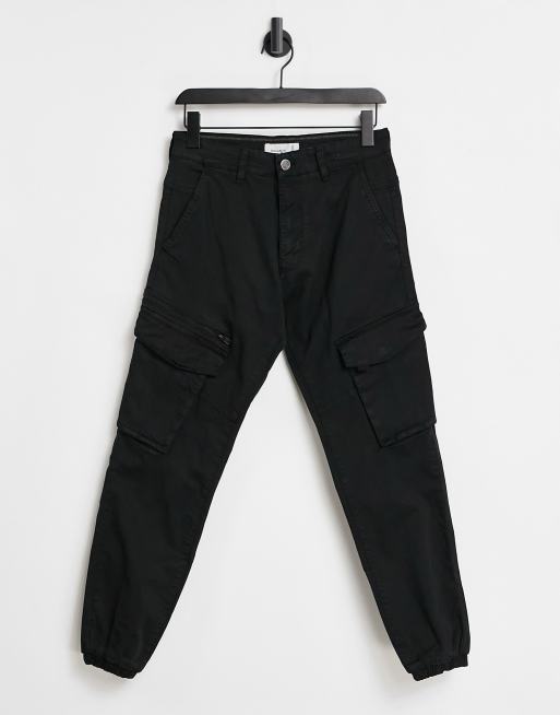 Pull&Bear cargo pants in black ASOS