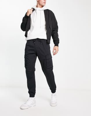 Pull & Bear Cargo Pants In Black ModeSens