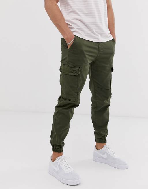 Pull&Bear cargo pants in khaki | ASOS