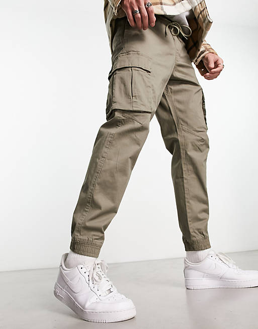 Pull&Bear cargo pants in khaki | ASOS