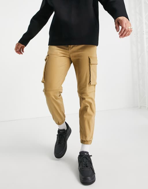 Pull&Bear cargo pants in sand with belt ASOS