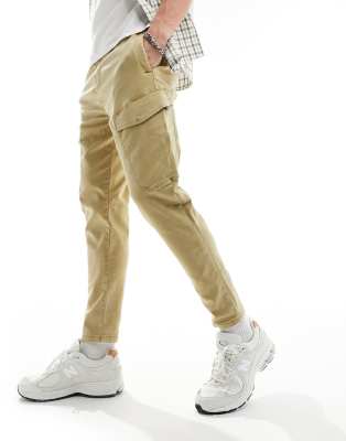 Pull & Bear Cargo Pants In Sand-neutral