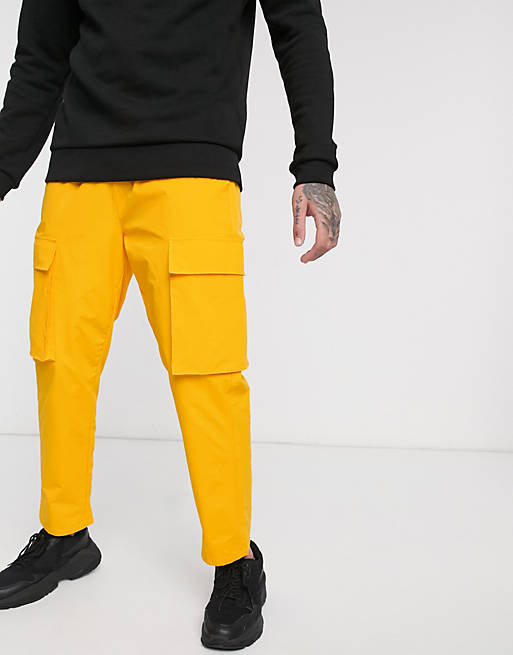 Pull&bear cargo pants in yellow | ASOS