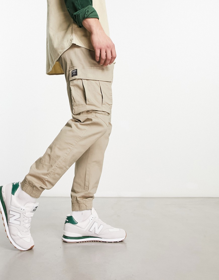 Pull & Bear cargo pocket trouser in beige-Neutral