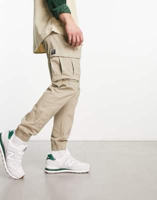 Pull&Bear ripstop cargo trousers in tan, ASOS