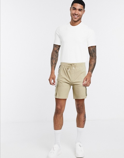 Pull&Bear cargo short with pockets in tan