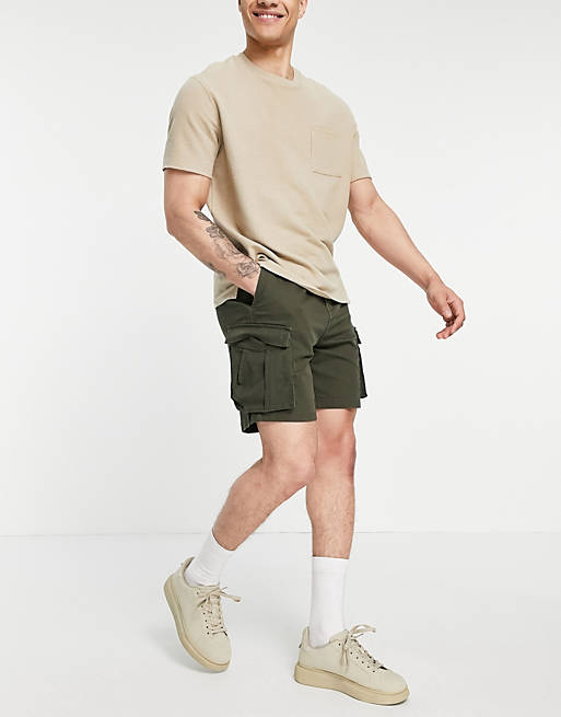Pull&Bear cargo shorts in khaki