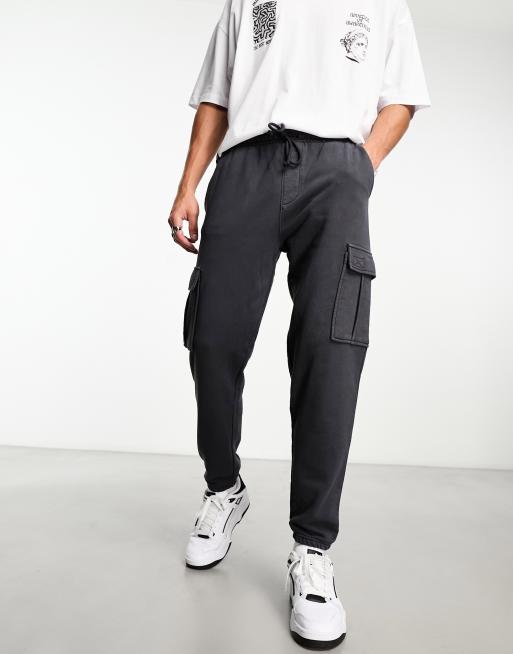 Pull&Bear cargo sweatpants in black