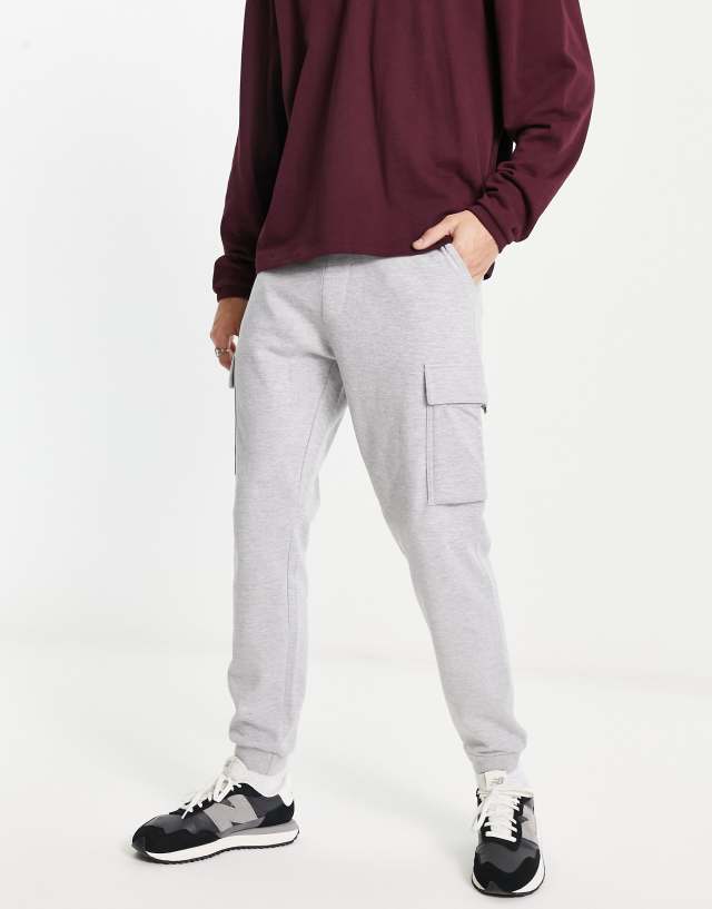 Pull&Bear cargo sweatpants in gray