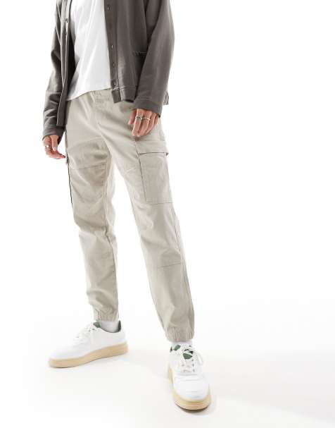 Pull&bear cargo trouser in stone - view 1