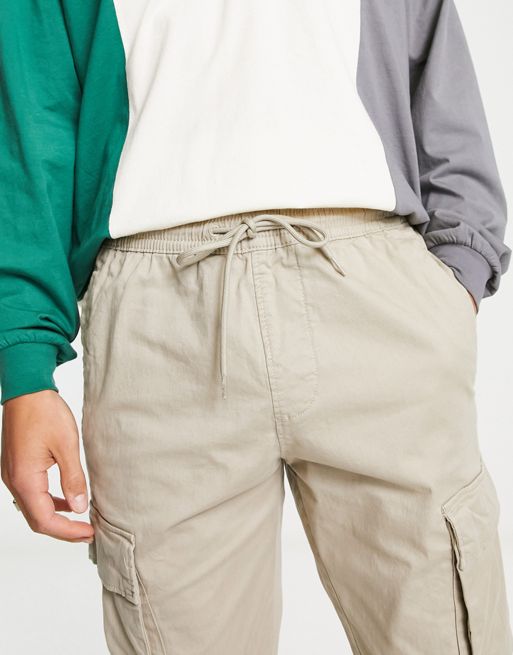 Pull&Bear oversized pocket straight leg cargo trousers in navy