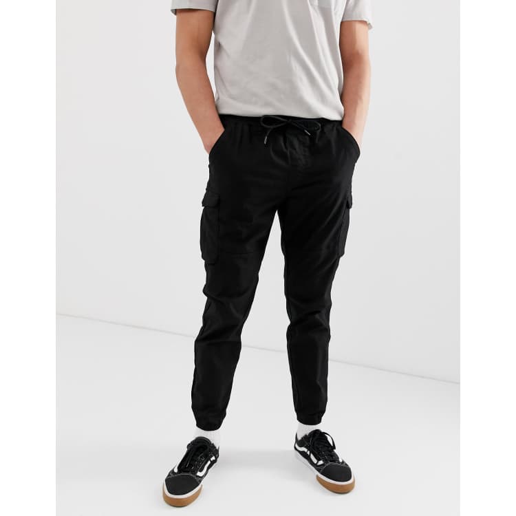 Pull Bear cargo trousers in black