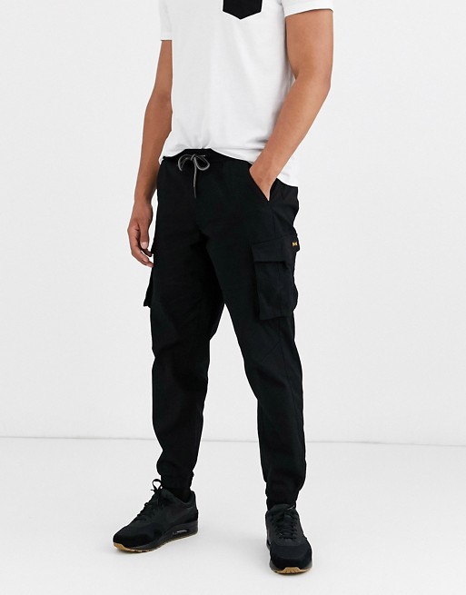 Pull&Bear cargo trousers in black | ASOS