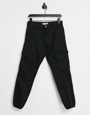 Pull&Bear cargo trousers in black