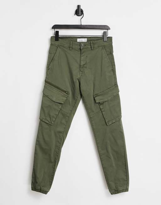 Pull&Bear cargo trousers in khaki | ASOS