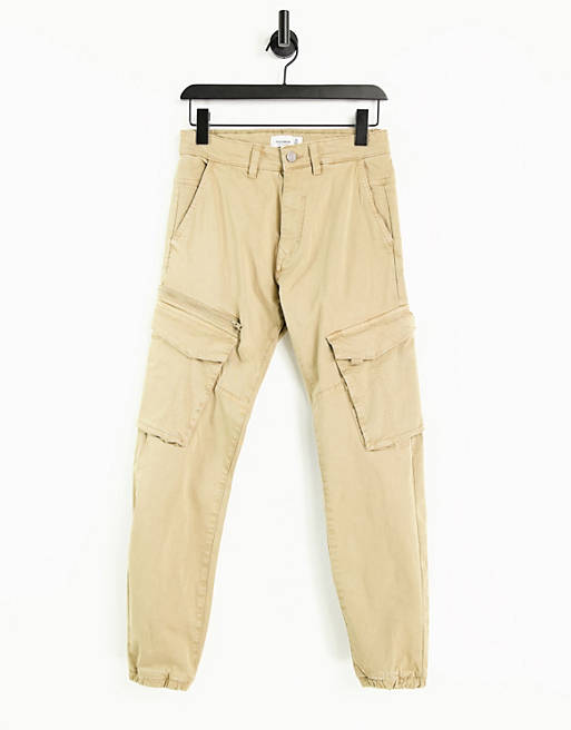 Pull&Bear cargo trousers in sand | ASOS