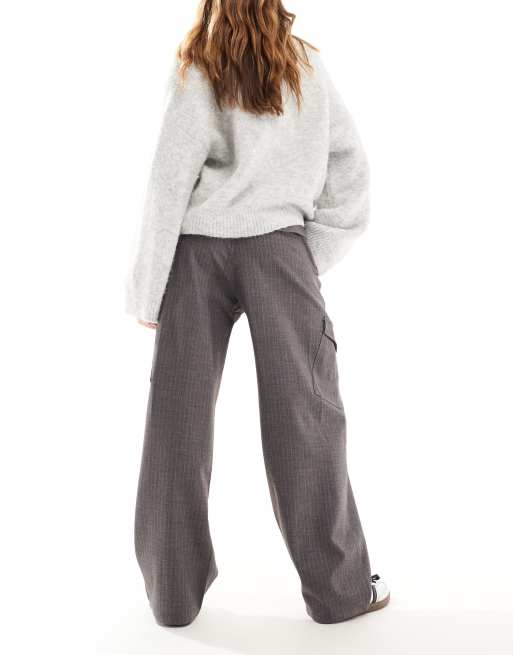 Pull&Bear - Cargobroek met krijtstreep in grijs, 3 van 5