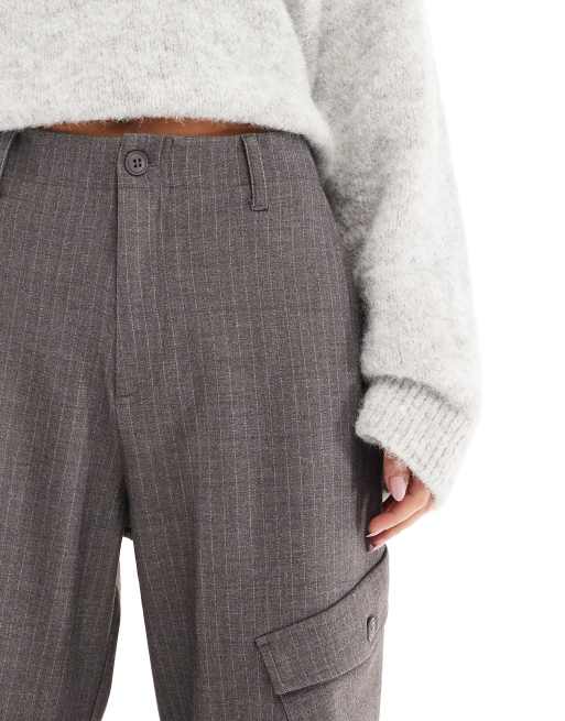 Pull&Bear - Cargobroek met krijtstreep in grijs, 5 van 5