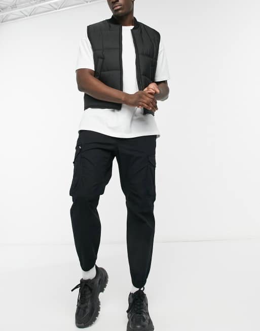 Pull&Bear – Cargohose aus Ripstop-Gewebe in Schwarz