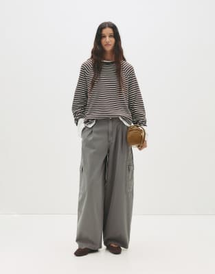 Pull & Bear - Cargohose in Mittelgrau mit Ballonschnitt