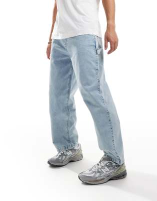 Pull&Bear Pull&Bear carpenter cargo jeans in light blue